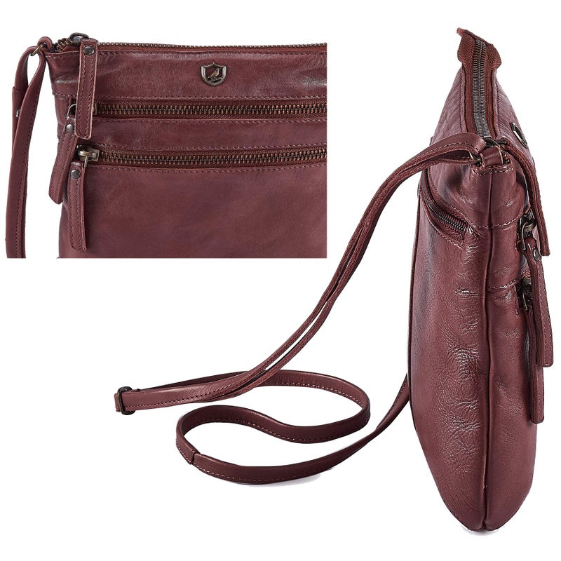 Cochoa Crossbody Sling Bag for Women Small Real Leather Purse Vintage Travel Crossover Shoulder Bag Handmade (Oxblood Washed Vintage) - Image 4